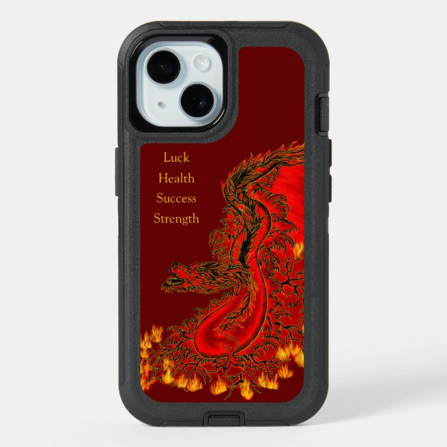 China Dragon red and gold design iPhone 15 Case (Back)