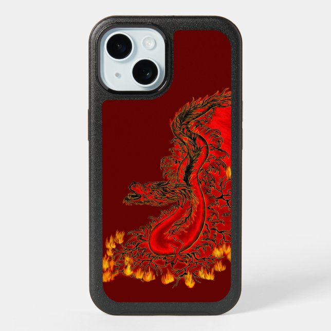 China Dragon red and gold design iPhone 15 Case (Back)