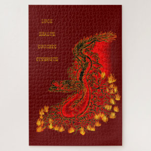 China Dragon red and gold design Jigsaw Puzzle