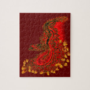 China Dragon red and gold design Jigsaw Puzzle