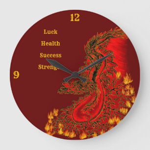 China Dragon red and gold design Large Clock