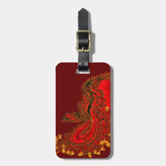 China Dragon red and gold design Luggage Tag (Front Vertical)