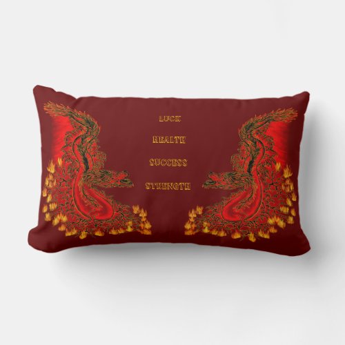 China Dragon red and gold design Lumbar Pillow