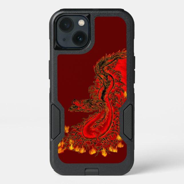 China Dragon red and gold design Otterbox iPhone Case (Back)