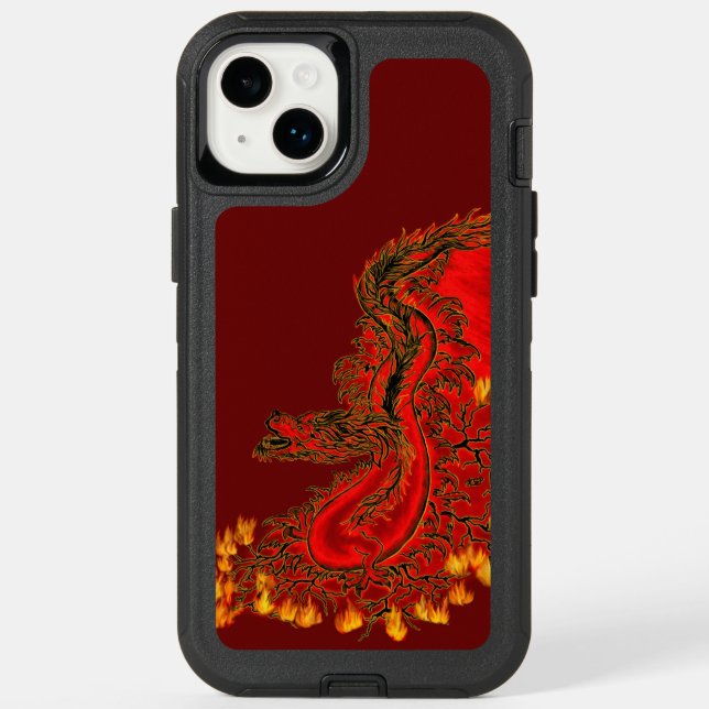 China Dragon red and gold design Otterbox iPhone Case (Back)