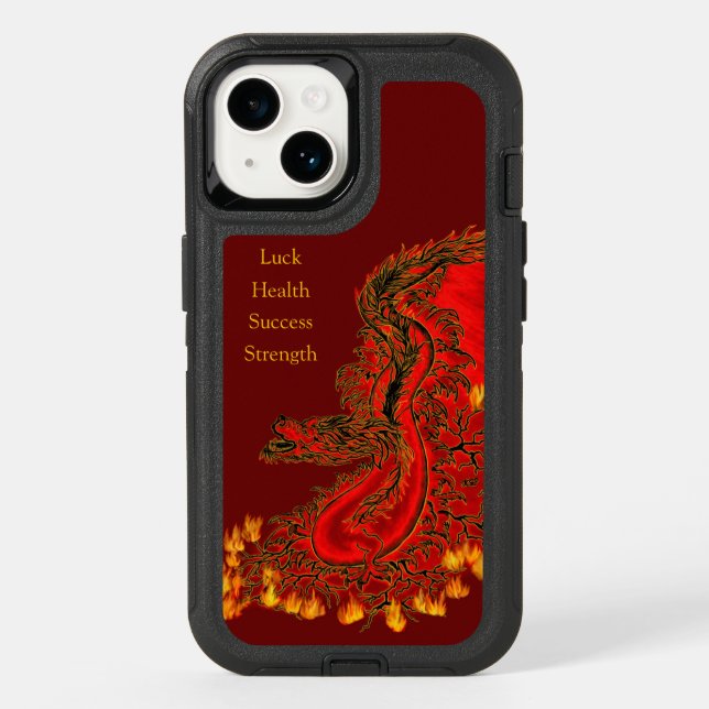 China Dragon red and gold design Otterbox iPhone Case (Back)