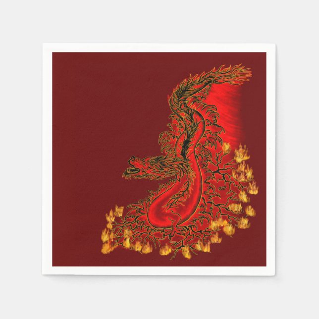 China Dragon red and gold design Paper Napkins (Front)