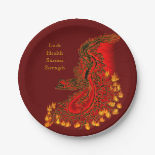 China Dragon red and gold design Paper Plates
