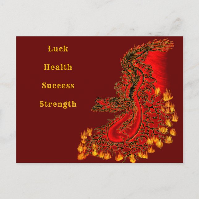 China Dragon red and gold design Postcard (Front)