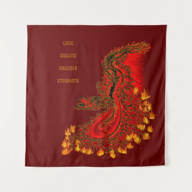 China Dragon red and gold design Tapestry (Front)