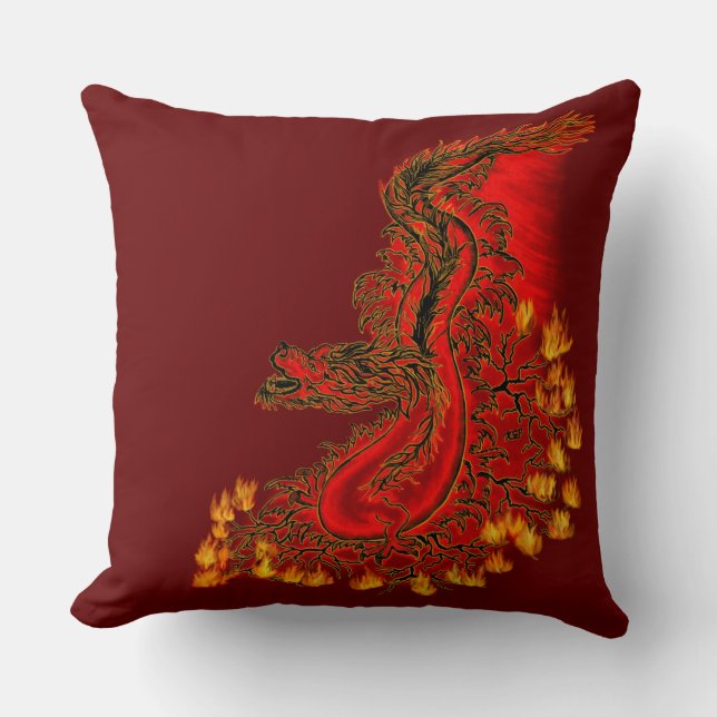 China Dragon red and gold design Throw Pillow (Front)