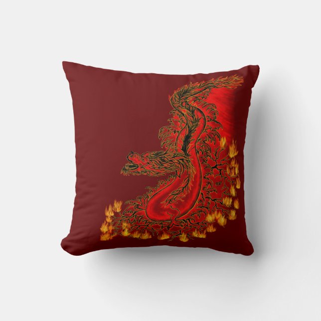 China Dragon red and gold design Throw Pillow (Front)