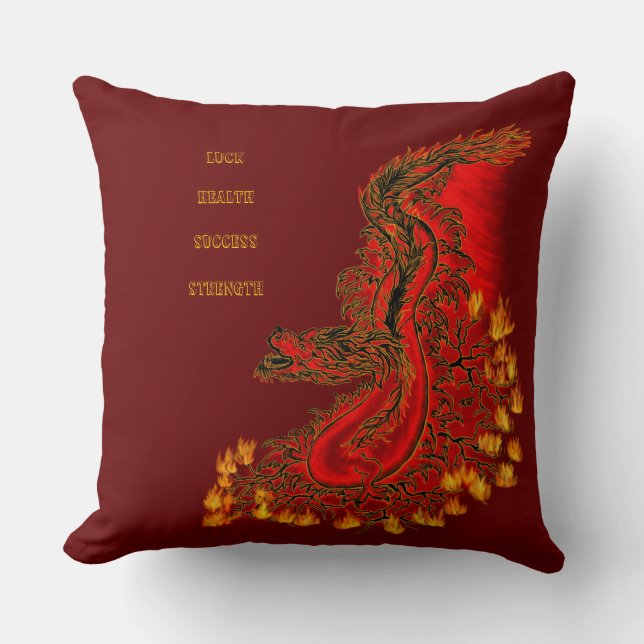 China Dragon red and gold design Throw Pillow (Front)