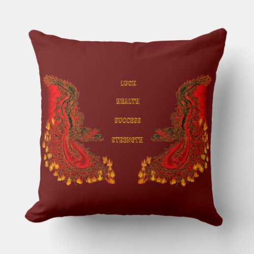China Dragon red and gold design Throw Pillow