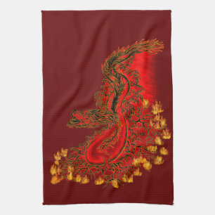 China Dragon red and gold design Towel