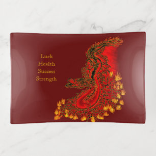 China Dragon red and gold design Trinket Tray