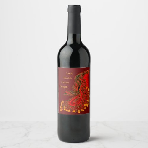 China Dragon red and gold design Wine Label