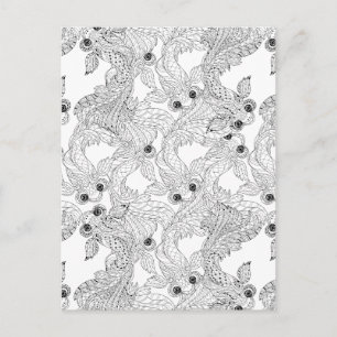 China Fish Doodle Postcard