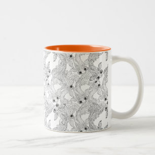 China Fish Doodle Two-Tone Coffee Mug