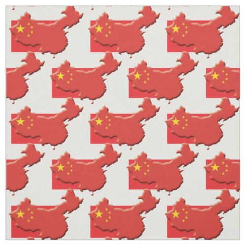 CHINA Flag Chinese Map Outline Fabric