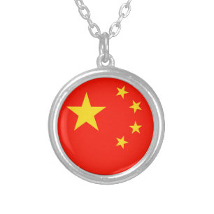 China Flag - High Quality Silver Plated Necklace