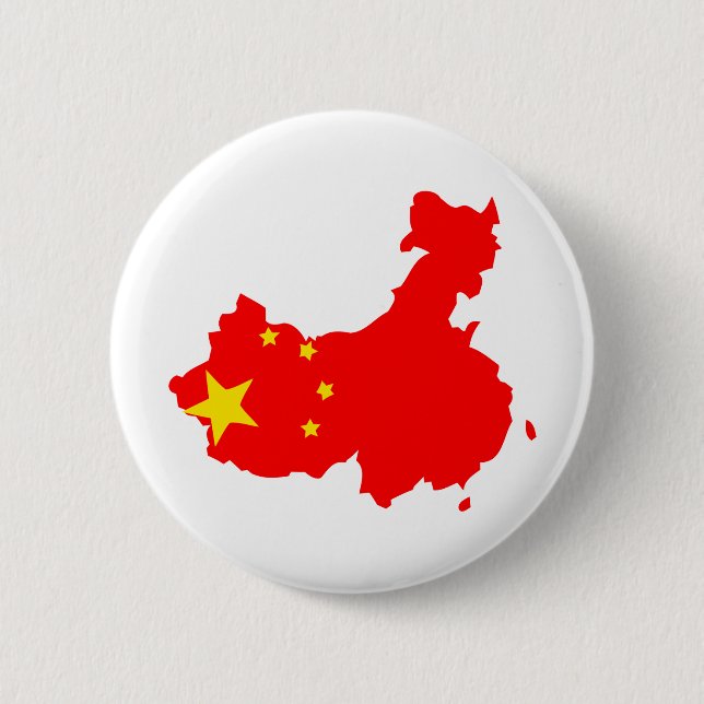 China Flag Map full size Pinback Button (Front)