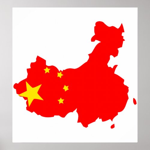China Flag Map full size Poster
