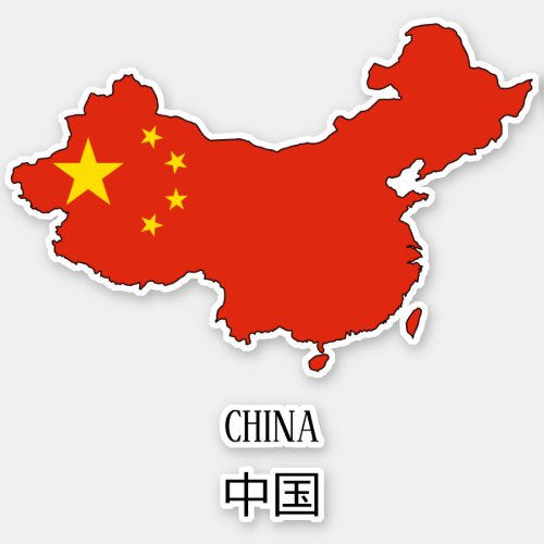 China Flag Map Sticker