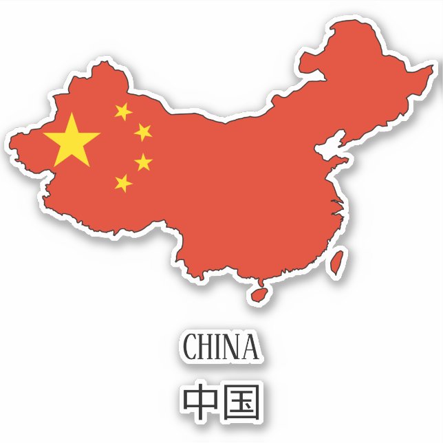 China Flag Map Sticker (Front)