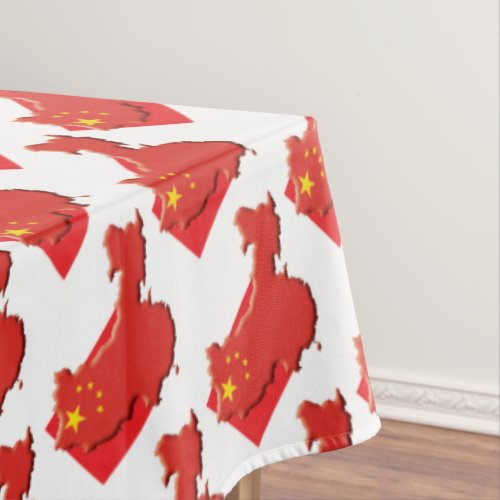 CHINA Flag Map Stylish Patriotic Geometric Tablecloth