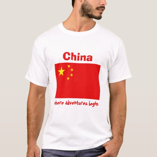 China Flag  Map  Text T_Shirt