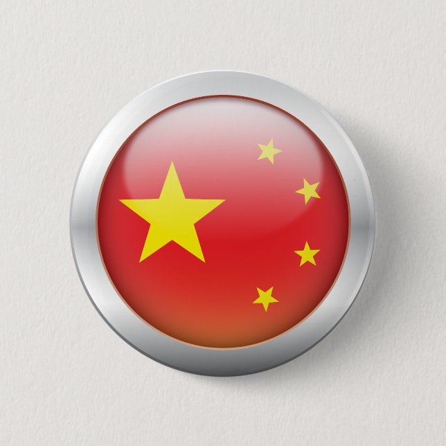 China Flag "Orb" Pinback Button (Front)