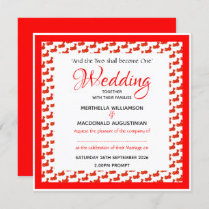 CHINA FLAG Patriotic Custom Square Wedding 婚礼 Invitation