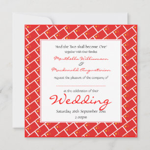 CHINA FLAG Personalized Wedding 婚礼 Celebration Invitation