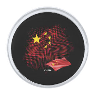 China flag silver finish lapel pin
