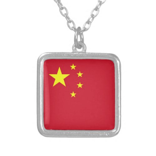 China flag silver plated necklace