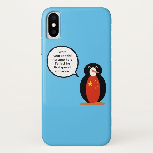 China Flag Wildlife Penguin Personalized Gift Case-Mate iPhone Case (Back)