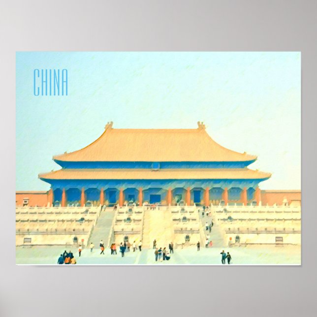 China Forbidden City vintage travel Poster (Front)