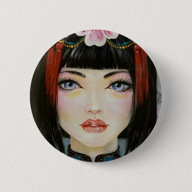 China Girl with Eyes of Blue Button (Front)