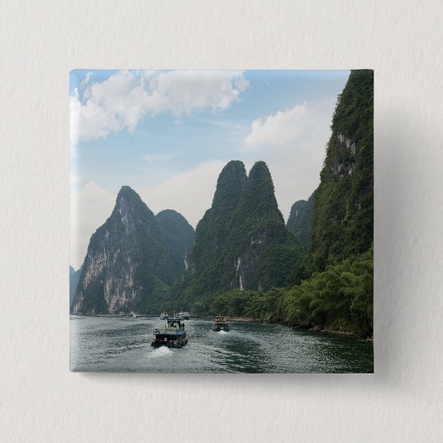 China, Guilin, Li River, River boats line the Button (Front)