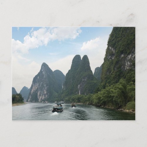 China Guilin Li River River boats line the Postcard
