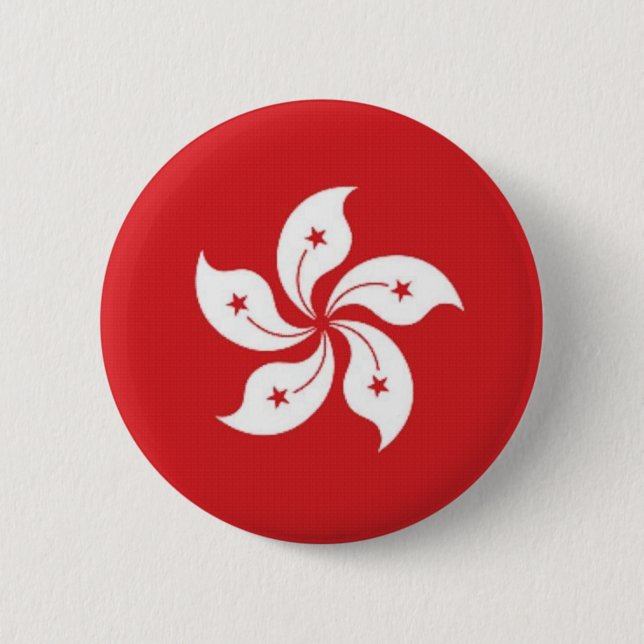 China Hong Kong Flag Pinback Button (Front)