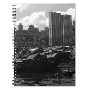 China Hong Kong houseboats river 1970 Notebook