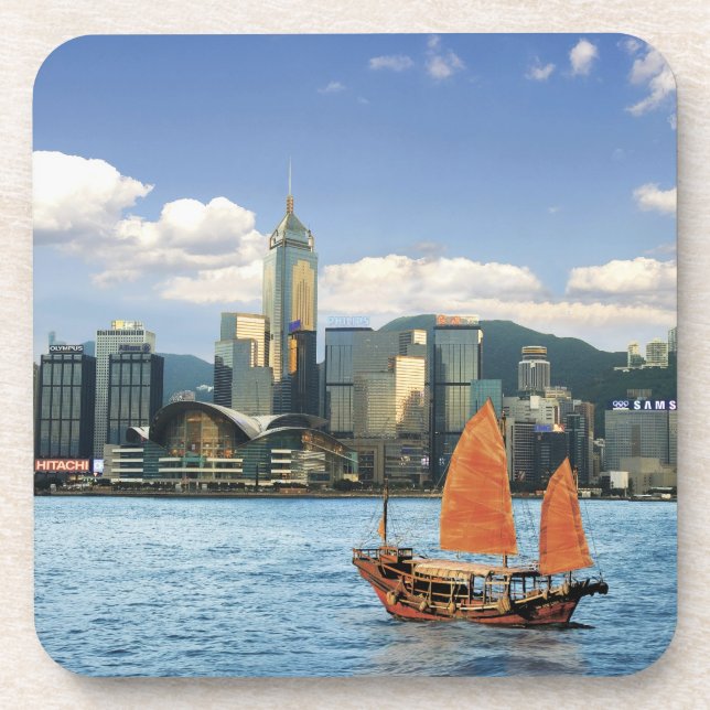 China; Hong Kong; Victoria Harbour; Harbor; A Beverage Coaster (Front)