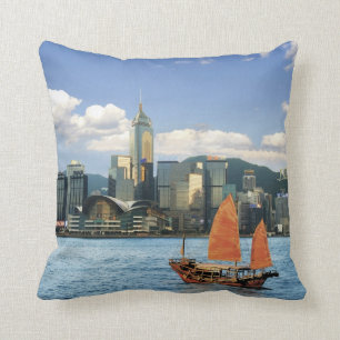 China; Hong Kong; Victoria Harbour; Harbor; A Throw Pillow