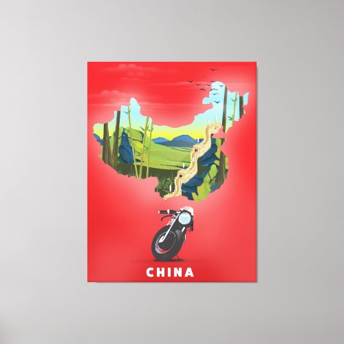 China Illustrated map travel poster Canvas Print