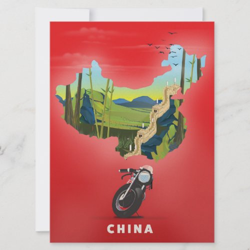 China Illustrated map travel poster Invitation