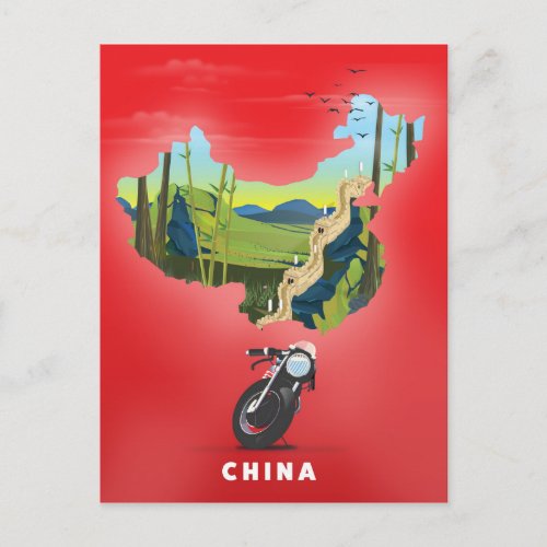 China Illustrated map travel poster Postcard