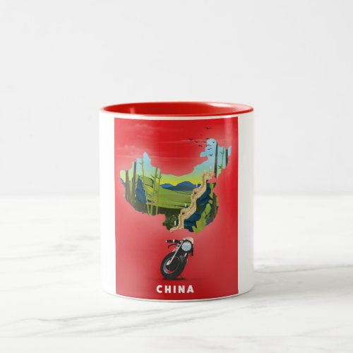 China Illustrated map travel poster Two_Tone Coffee Mug