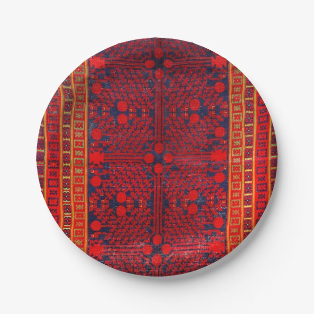 China Khotan Red Blue Yellow  Paper Plates (Front)